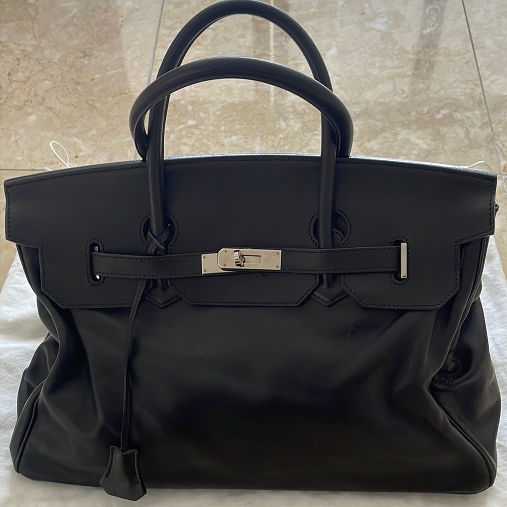Black leather bag